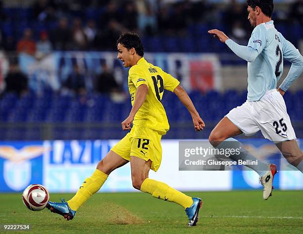 Nilmar of Villarreal CF in action during the UEFA Europa League group G match between SS Lazio and Villareal CF at Olimpico Stadium on October 22,...