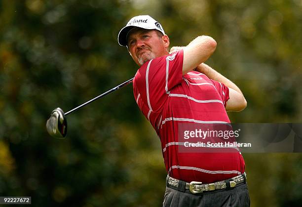 Jerry Kelly hits a shot during the third round of THE TOUR Championship presented by Coca-Cola, the final event of the PGA TOUR Playoffs for the...