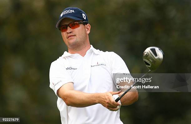 Zach Johnson hits a shot during the third round of THE TOUR Championship presented by Coca-Cola, the final event of the PGA TOUR Playoffs for the...