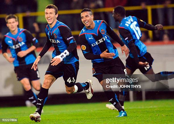 Club Brugge's Ivan Perisic celebrates after scoring against Partizan Belgrade's during their UEFA Europa League group J football match in Brugge on...