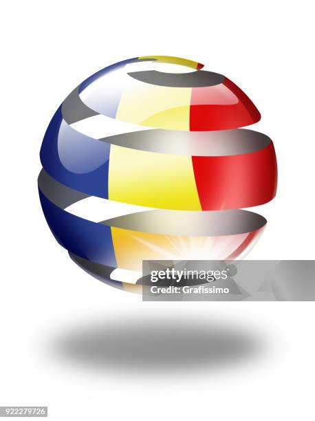 chad sphere with flag isolated on white - chad flag stock illustrations
