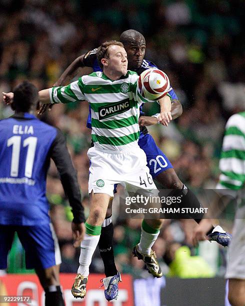 Celtic's Aiden McGeady vies with Hamburg's Guy Demel during their UEFA Europa League, Group C, football match at Celtic Park, in Glasgow, Scotland,...