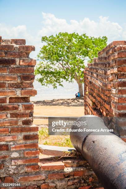 cannon and a man resting - equator line stock pictures, royalty-free photos & images