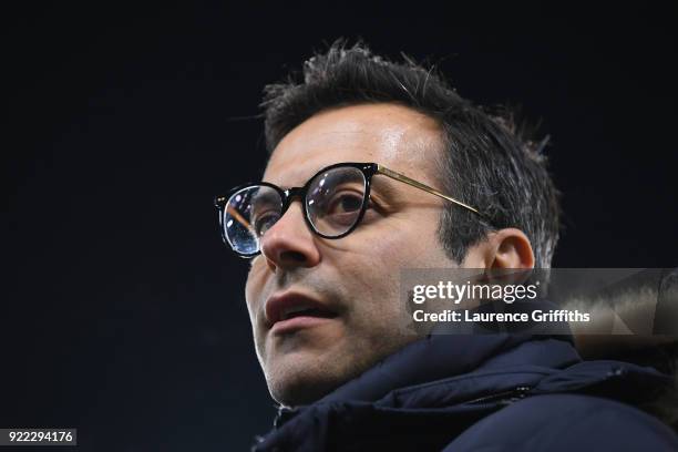 Leeds United owner Andrea Radrizzani looks on before the Sky Bet Championship match between Derby County and Leeds United at iPro Stadium on February...