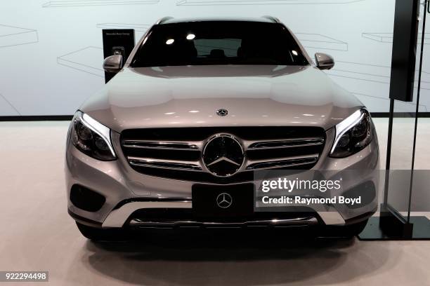 Mercedes Benz GLC 350e 4Matic SUV is on display at the 110th Annual Chicago Auto Show at McCormick Place in Chicago, Illinois on February 9, 2018.