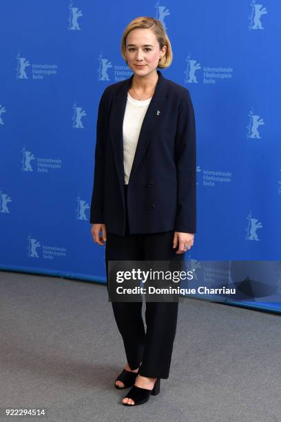 Alba August poses at the 'Becoming Astrid' photo call during the 68th Berlinale International Film Festival Berlin at Grand Hyatt Hotel on February...