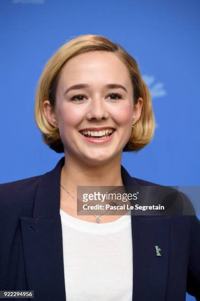 Alba August poses at the 'Becoming Astrid' photo call during the 68th Berlinale International Film Festival Berlin at Grand Hyatt Hotel on February...