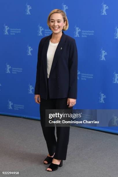 Alba August poses at the 'Becoming Astrid' photo call during the 68th Berlinale International Film Festival Berlin at Grand Hyatt Hotel on February...