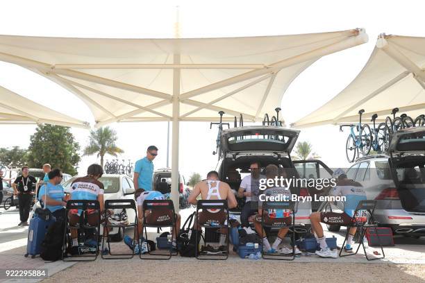 4th Abu Dhabi Tour 2018 / Stage 1 Start / Team AG2R La Mondiale of France / Mathias Frank of Switzerland / Alexandre Geniez of France / Benoit...