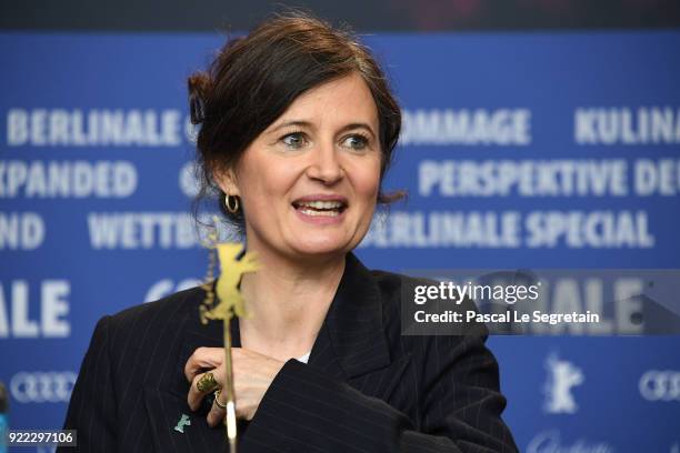 Pernille Fischer Christensen attends the 'Becoming Astrid' press conference during the 68th Berlinale International Film Festival Berlin at Grand...