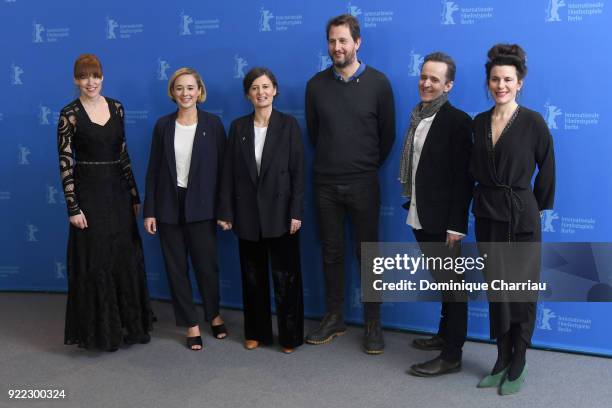 Maria Dahlin, Alba August, Pernille Fischer Christensen, Henrik Rafaelsen, Kim Fupz Aakeson and Anna Anthony pose at the 'Becoming Astrid' photo call...