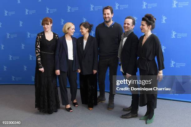 Maria Dahlin, Alba August, Pernille Fischer Christensen, Henrik Rafaelsen, Kim Fupz Aakeson and Anna Anthony pose at the 'Becoming Astrid' photo call...