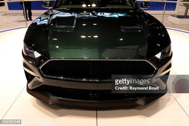Ford Mustang Bullitt is on display at the 110th Annual Chicago Auto Show at McCormick Place in Chicago, Illinois on February 9, 2018.