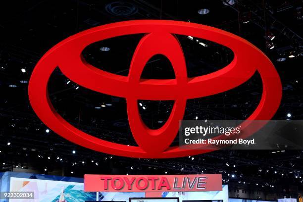 Toyota signage is on display at the 110th Annual Chicago Auto Show at McCormick Place in Chicago, Illinois on February 9, 2018.