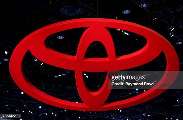 Toyota signage is on display at the 110th Annual Chicago Auto Show at McCormick Place in Chicago, Illinois on February 9, 2018.