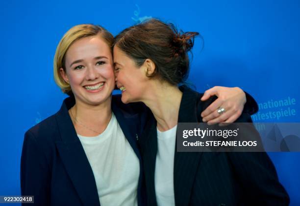 Danish actress Alba August and Danish film director Pernille Fischer Christensen pose during the photo call for the film "Becoming Astrid" presented...