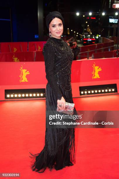 Actress Parinaz Izadyar attends the 'Pig' premiere during the 68th Berlinale International Film Festival Berlin at Berlinale Palast on February 21,...