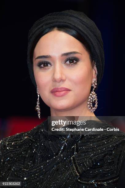 Actress Parinaz Izadyar attends the 'Pig' premiere during the 68th Berlinale International Film Festival Berlin at Berlinale Palast on February 21,...