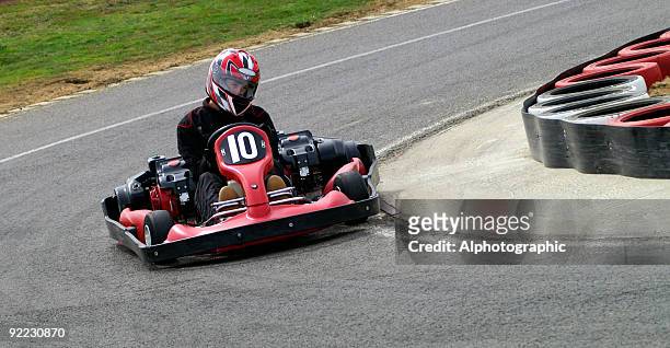kart cornering quickly - go carting stock pictures, royalty-free photos & images