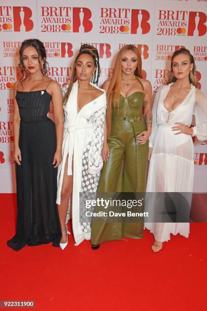 Jade Thirlwall, Leigh-Anne Pinnock, Jesy Nelson and Perrie Edwards of Little Mix attend The BRIT Awards 2018 held at The O2 Arena on February 21,...