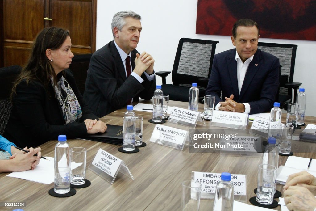 Mayor of Sao Paulo Joao Doria meets the UN Commissioner Filippo Grandi