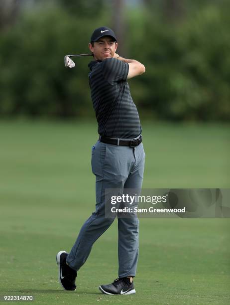 Rory McIlroy of Northern Ireland plays a shot during the pro-am round prior to the Honda Classic at PGA National Resort and Spa on February 21, 2018...