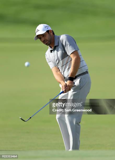 Sergio Garcia of Spain plays a shot during the pro-am round prior to the Honda Classic at PGA National Resort and Spa on February 21, 2018 in Palm...