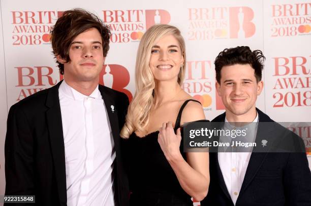 Dot Major, Hannah Reid and Dan Rothman of London Grammar attend The BRIT Awards 2018 held at The O2 Arena on February 21, 2018 in London, England.