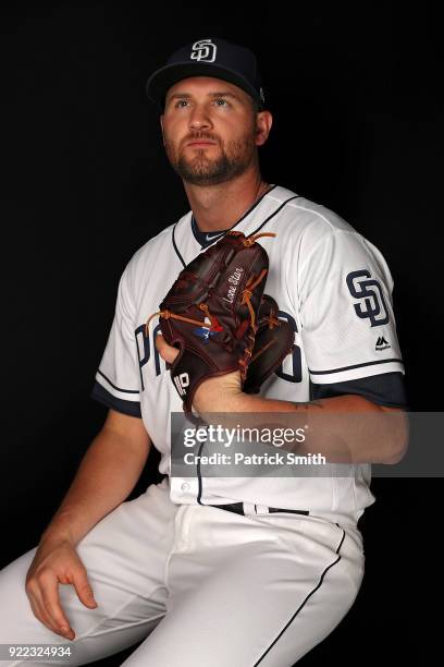 Colten Brewer of the San Diego Padres poses on photo day during MLB Spring Training at Peoria Sports Complex on February 21, 2018 in Peoria, Arizona.