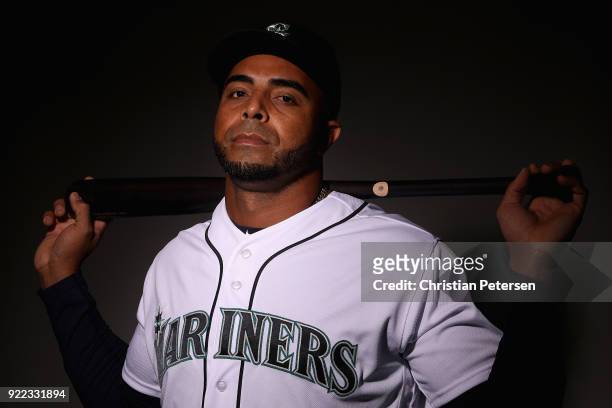 Nelson Cruz of the Seattle Mariners poses for a portrait during photo day at Peoria Stadium on February 21, 2018 in Peoria, Arizona.