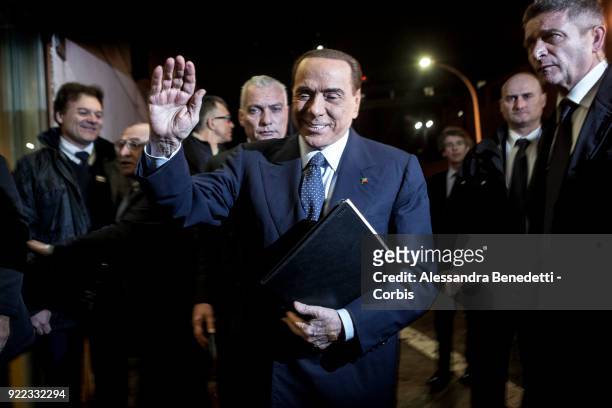 Former Italy's Prime Minister and leader of Forza Italia Party Silvio Berlusconi arrives at La7 broadcast studios to attend the TV debate show 8 1/2...