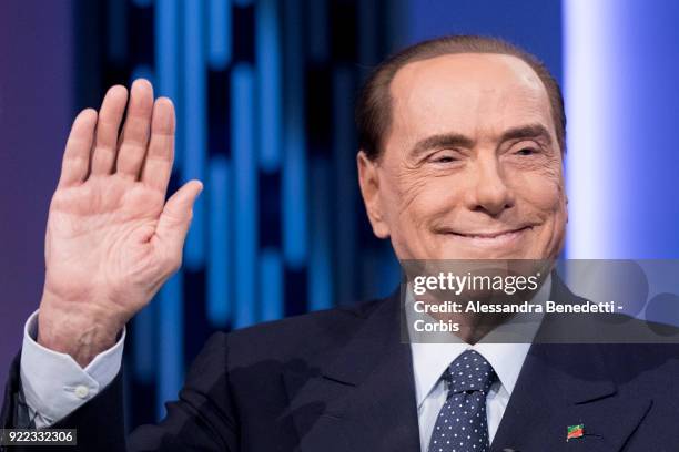 Former Italy's Prime Minister and leader of Forza Italia Party Silvio Berlusconi attends the TV debate show 8 1/2 at LA7 broadcast studios on...