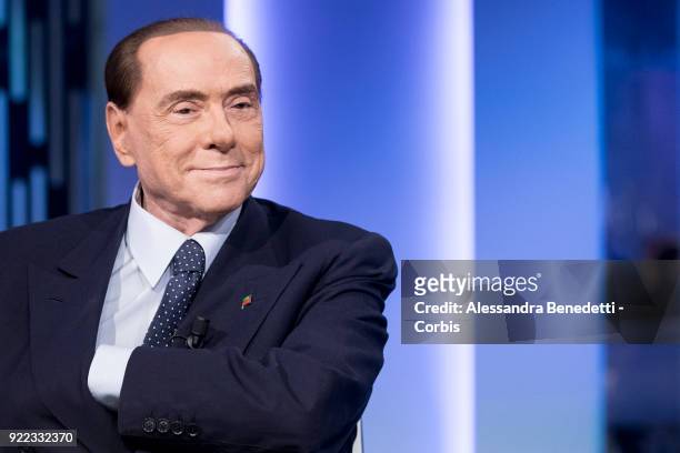 Former Italy's Prime Minister and leader of Forza Italia Party Silvio Berlusconi attends the TV debate show 8 1/2 at LA7 broadcast studios on...