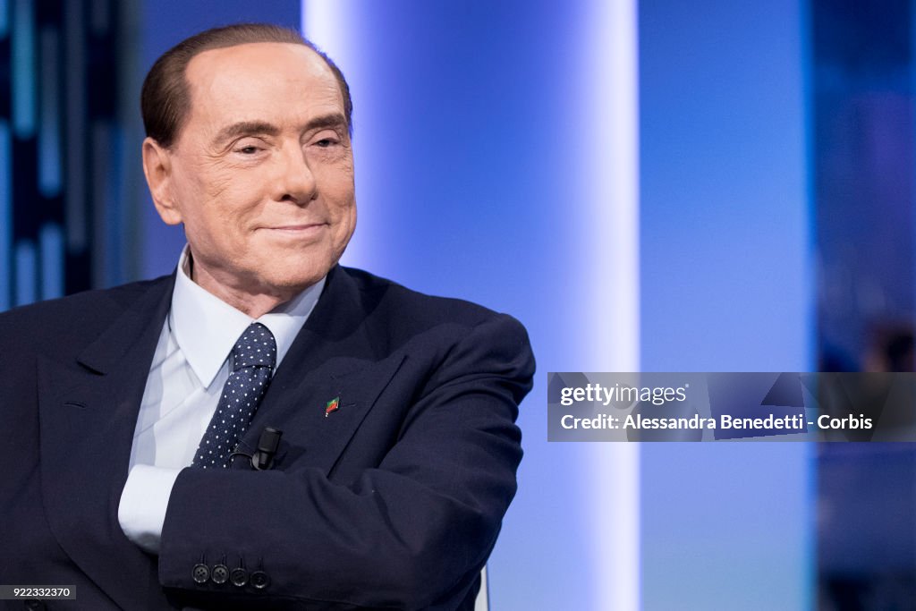 Silvio Berlusconi Appears On Italian TV Show 8 1/2