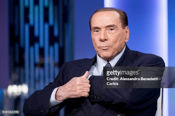 Former Italy's Prime Minister and leader of Forza Italia Party Silvio Berlusconi attends the TV debate show 8 1/2 at LA7 broadcast studios on...