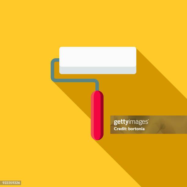 paint roller flat design home improvement icon - paint roller vector stock illustrations