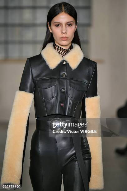 Model walks the runway at the David Koma Ready to Wear Fall/Winter 2018-2019 fashion show during London Fashion Week February 2018 on February 19,...