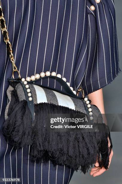 Model walks the runway at the Mother of Pearl Ready to Wear Fall/Winter 2018-2019 fashion show during London Fashion Week February 2018 on February...
