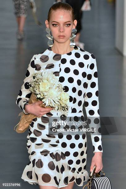 Model walks the runway at the Mother of Pearl Ready to Wear Fall/Winter 2018-2019 fashion show during London Fashion Week February 2018 on February...