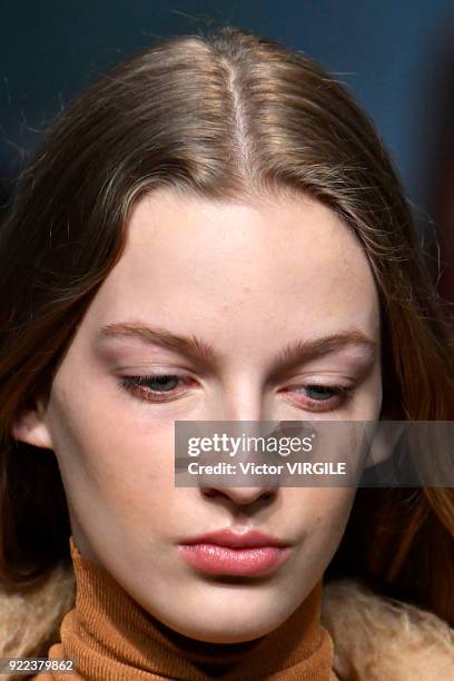 Model walks the runway at the Roksanda Ready to Wear Fall/Winter 2018-2019 fashion show during London Fashion Week February 2018 on February 19, 2018...