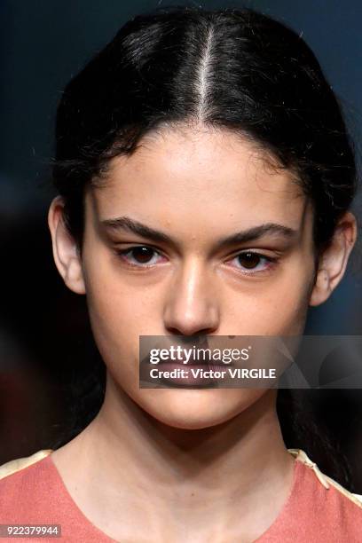 Model walks the runway at the Roksanda Ready to Wear Fall/Winter 2018-2019 fashion show during London Fashion Week February 2018 on February 19, 2018...