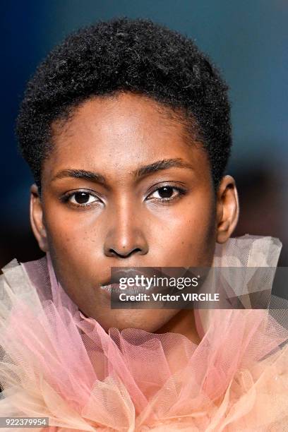 Model walks the runway at the Roksanda Ready to Wear Fall/Winter 2018-2019 fashion show during London Fashion Week February 2018 on February 19, 2018...