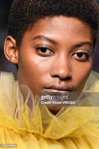 Model walks the runway at the Roksanda Ready to Wear Fall/Winter 2018-2019 fashion show during London Fashion Week February 2018 on February 19, 2018...