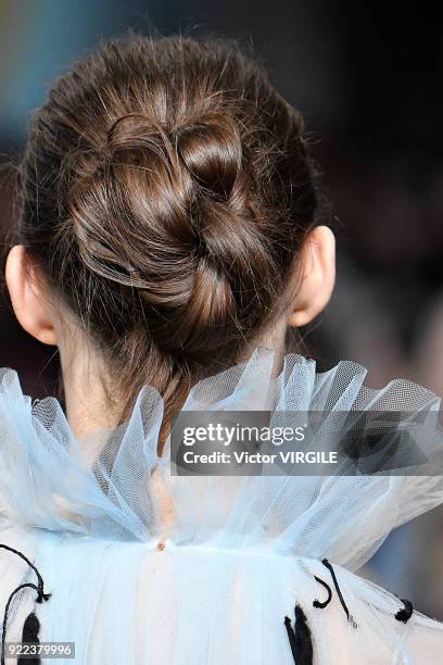 Model walks the runway at the Roksanda Ready to Wear Fall/Winter 2018-2019 fashion show during London Fashion Week February 2018 on February 19, 2018...