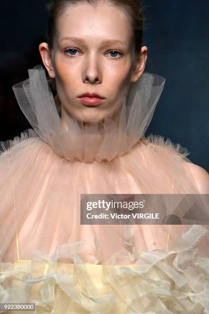 Model walks the runway at the Roksanda Ready to Wear Fall/Winter 2018-2019 fashion show during London Fashion Week February 2018 on February 19, 2018...