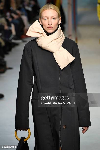 Model walks the runway at the Roksanda Ready to Wear Fall/Winter 2018-2019 fashion show during London Fashion Week February 2018 on February 19, 2018...