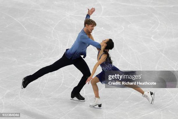 Madison Chock and Evan Bates of the United States competing in the Figure Skating Ice Dance Free Dance on day eleven of the PyeongChang 2018 Winter...