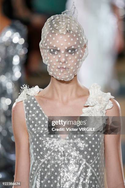 Model walks the runway at the ERDEM Ready to Wear Fall/Winter 2018-2019 fashion show during London Fashion Week February 2018 on February 19, 2018 in...