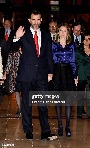 Prince Felipe of Spain and Princess Letizia of Spain attend a Gala Concert at the Auditorio Principe Felipe during the Prince of Asturias Awards 2009...