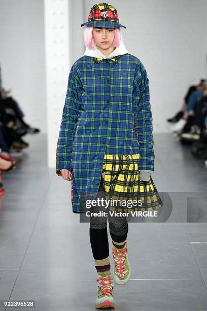 Model walks the runway at the Nicopanda Ready to Wear Fall/Winter 2018-2019 fashion show during London Fashion Week February 2018 on February 19,...